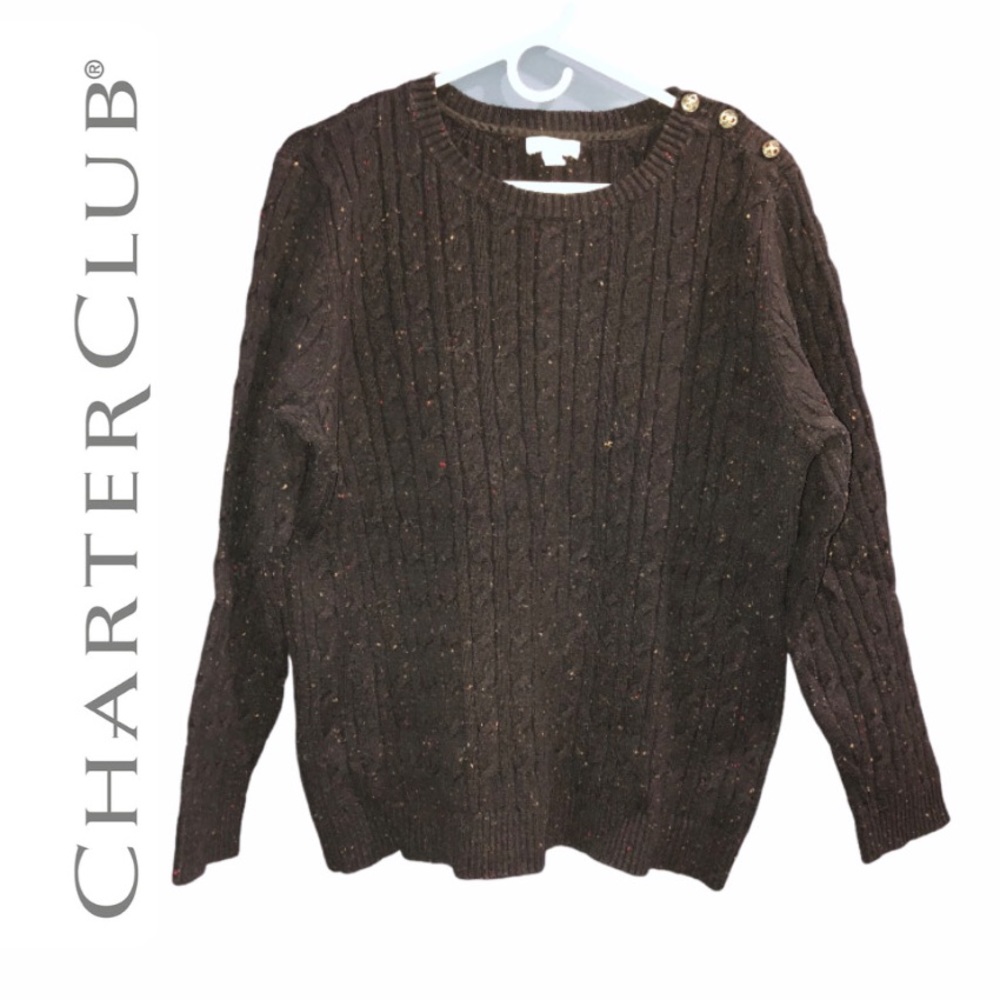 Charter Club Black Cable Knit Black Sweater